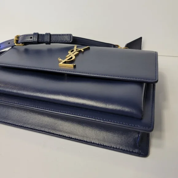 ❌SOLD❌SAINT LAURENT Blue Leather Medium Sunset Shoulder bag/Crossbody. - Picture 14 of 15